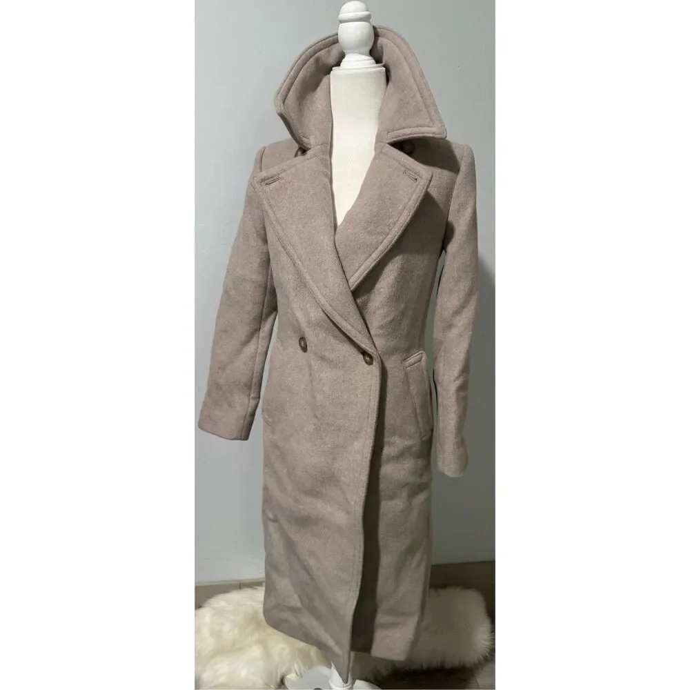 Club Monaco Daylina wool blend light blush long coat XS